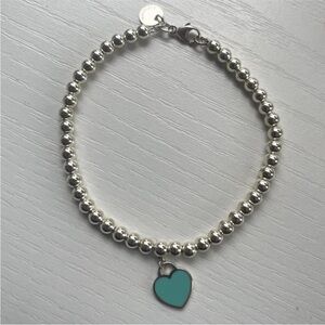 Tiffany & Co Blue Heart Tag Bead Bracelet